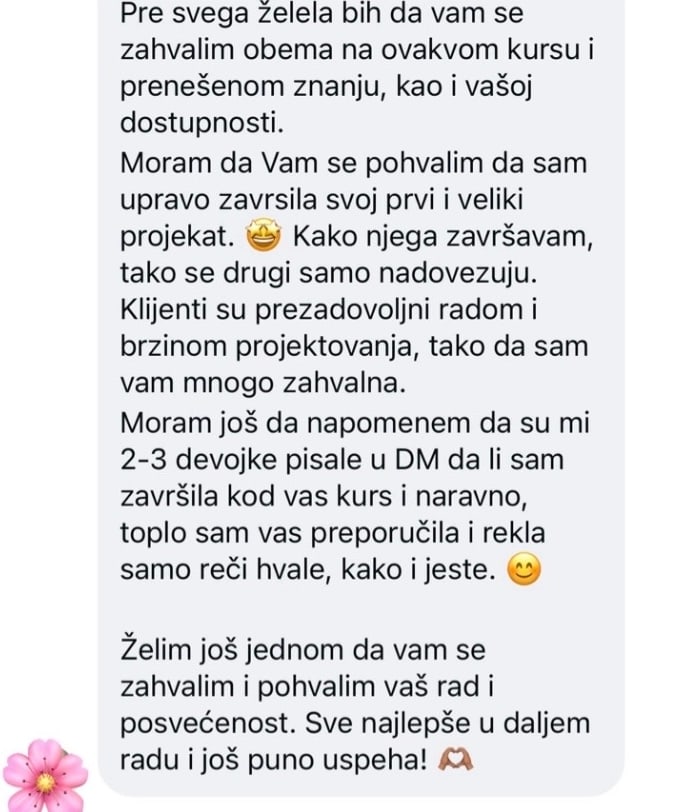 Utisak polaznice nakon završetka kursa
